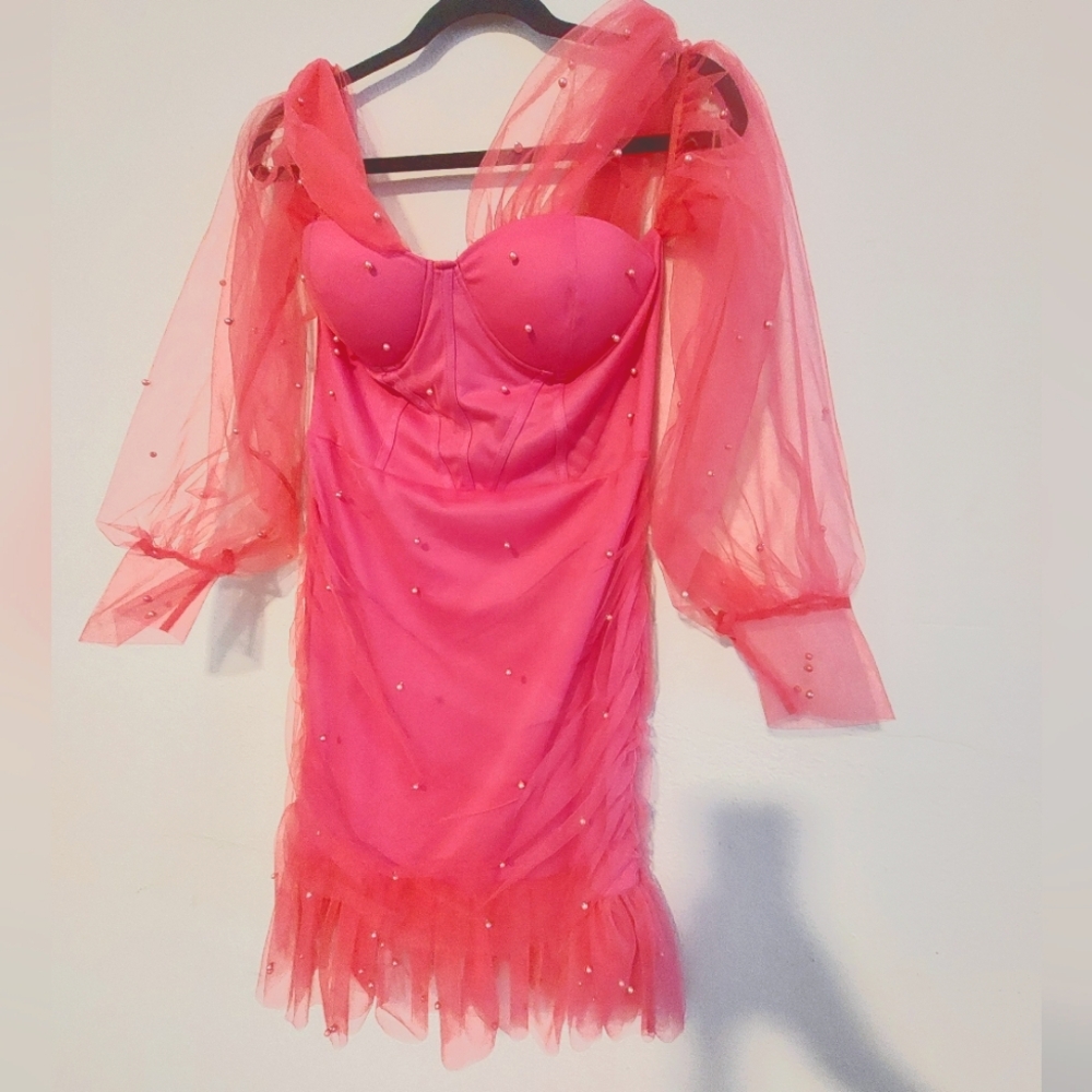 Pink Pearl Studded Dress